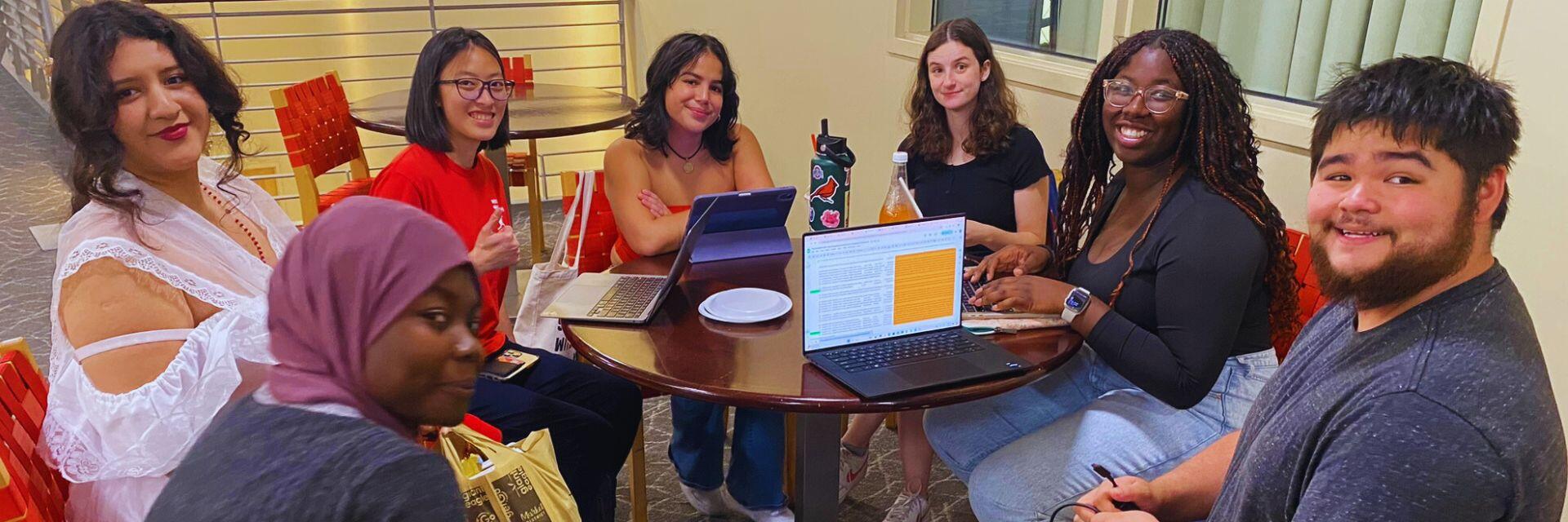 MUNDO students and staff working on planning upcoming events for the Involved Living Initiative